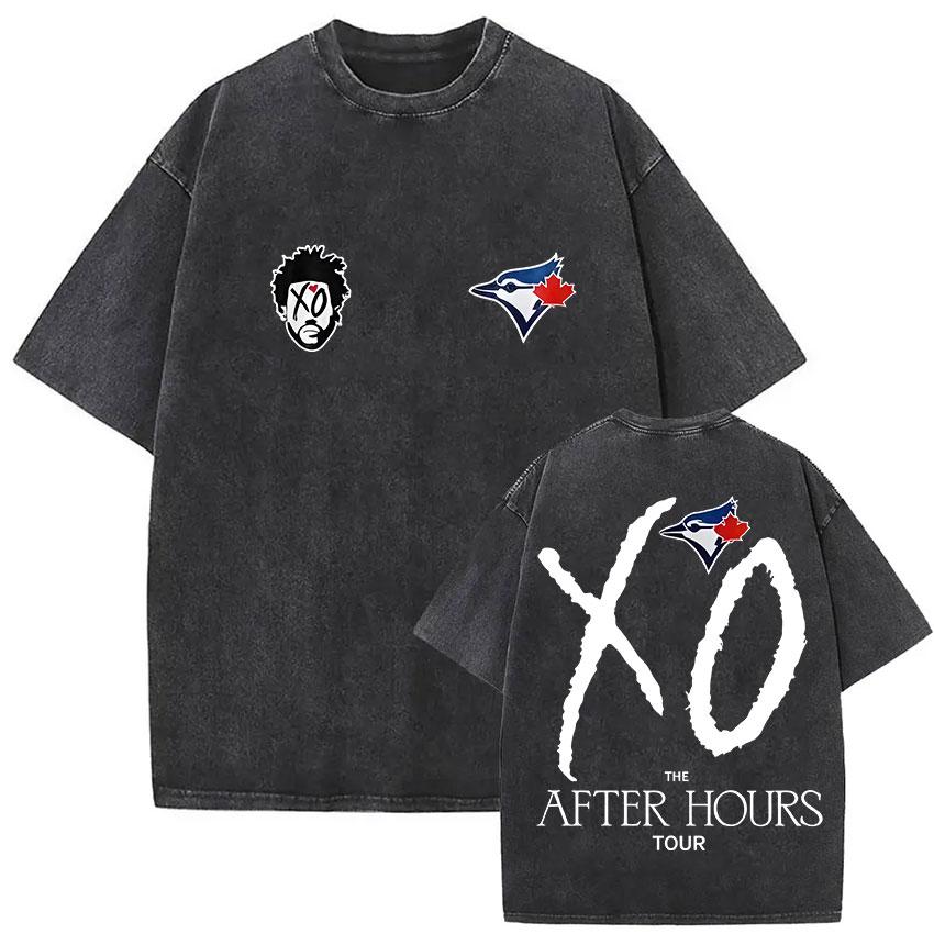 The Weeknd XO Tour Vintage Washed Tshirt Men and Women Summer Cotton YK Clothing Casual Fashion Round Neck Short Sleeved Tee