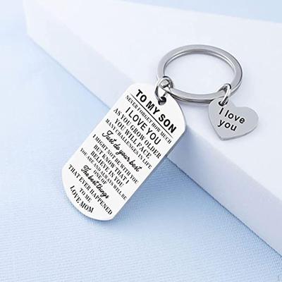 Inspirativní klíčenka Mini roztomilý přívěsek na klíče Batoh Charms Dárek od táty mámy Vyryté přívěsky na klíče