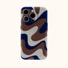 Brown Navy Swirls Phone Case for IPhone 17AIR 16E 16 15 14 13 12 11 17 Pro Max Plus Double-layer Back Cover