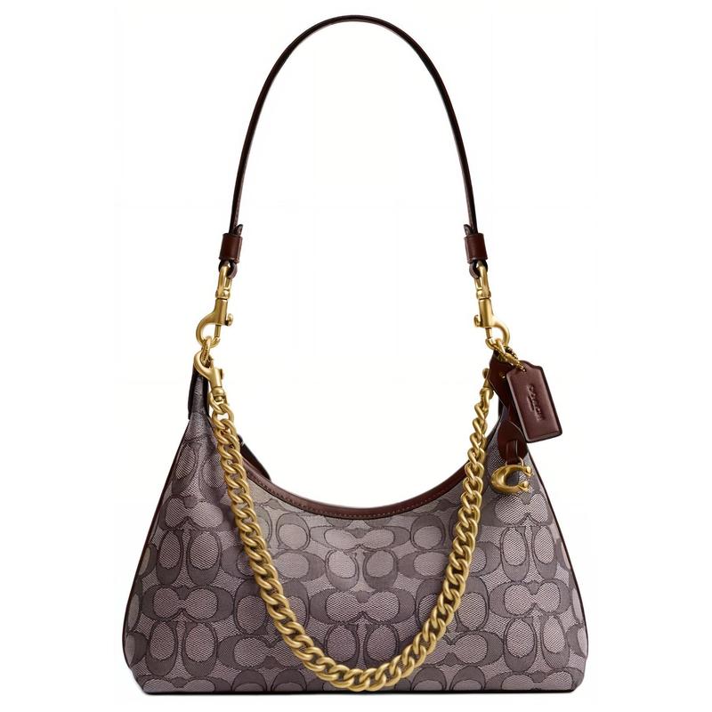 

COACH Juliet 25 Signature Jacquard Design Cotton Shoulder Bag Medium Women s Oak Maple коричневий
