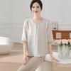 2026 Summer Retro Chiffon Blouse: Fashionable Three-Quarter Sleeve for Middle-Aged Women