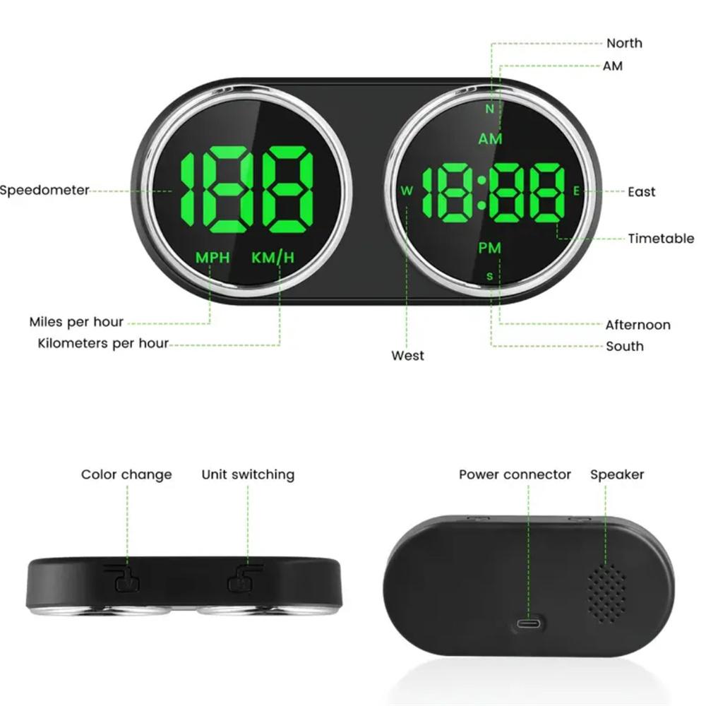 HUD Head-up Display GPS Digital Speedometer for Car Motorcycle Gauge Odometer Clock Speed Alarm Auto Car Electronic Device