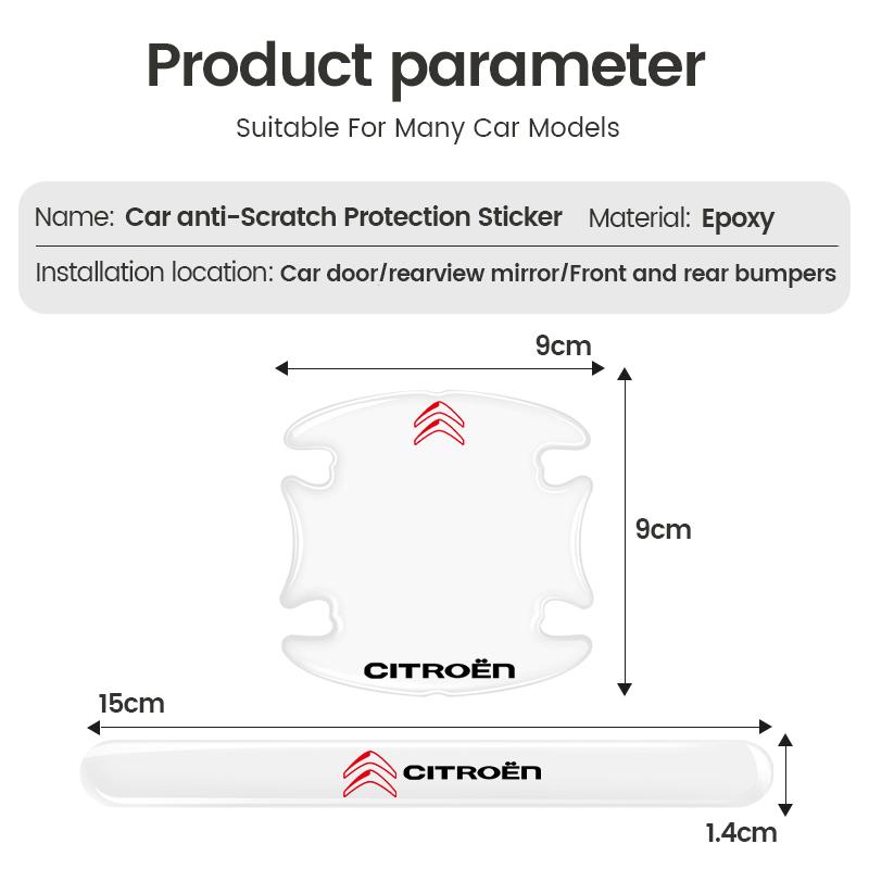 YJTHM1 Car Door Handle Bowl Protective Stickers Anti-collision Decor For Citroen C4 C3 C5 C1 C2 C6 Berlingo C-Elysee Cactus Picasso