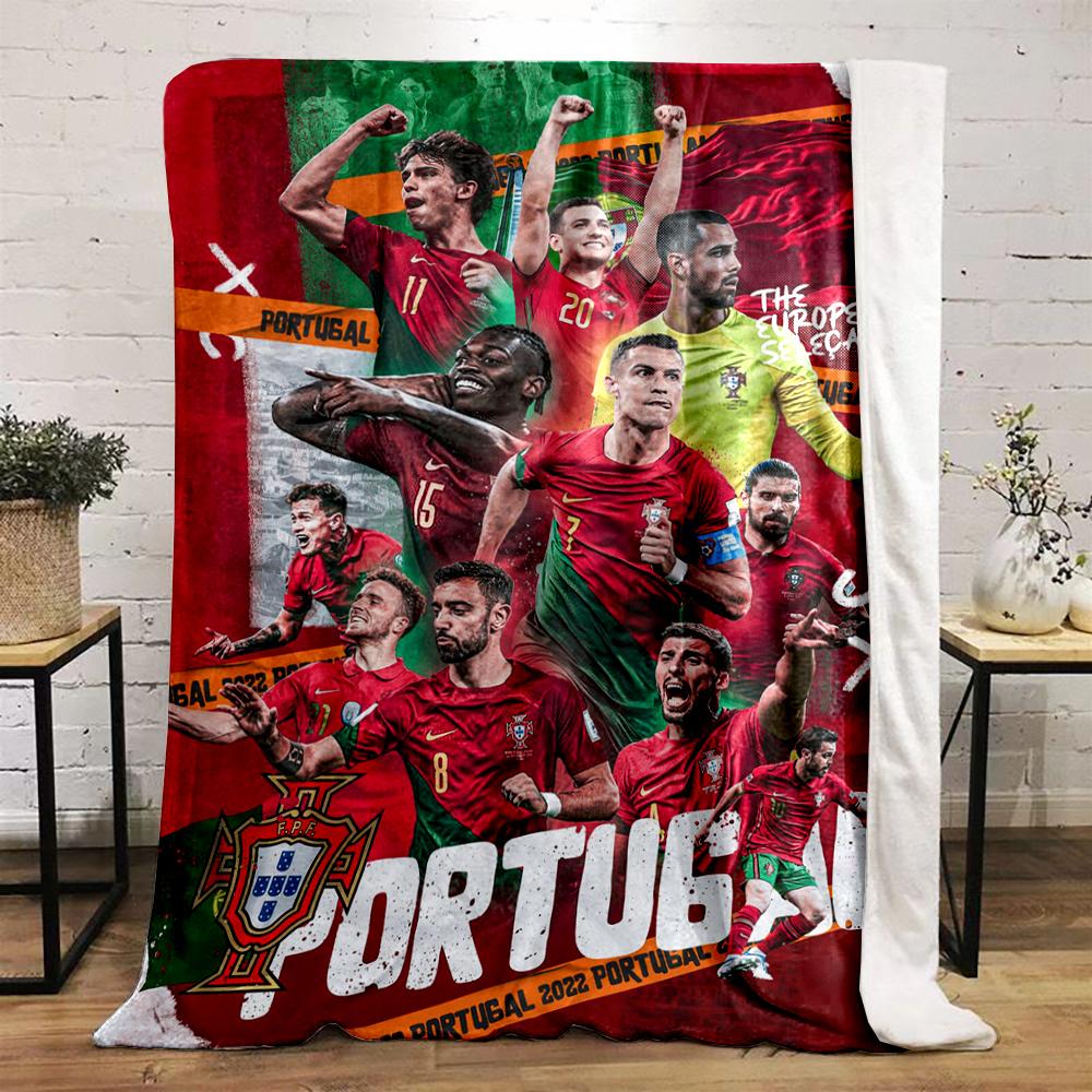 Portugal National Football Team Themed Warm Blanket Flannel Blanket for Bedroom, Living Room, Sofa, and Nap