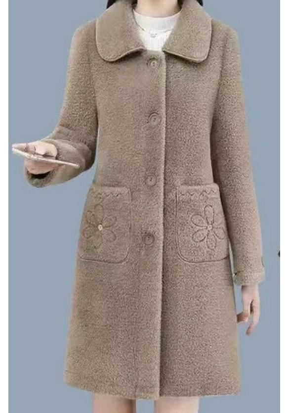 Plus Size Women s Mid-Length Solid Color Casual Coat - Autumn/Winter 2025 Collection XL