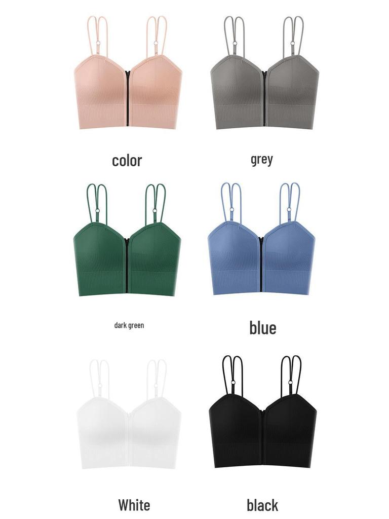 Trendy Zipper Back Tank Top with Chest Pads - Women's Bandeau Bra