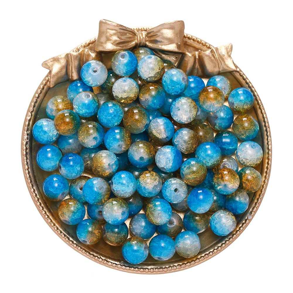 20/50 pièces 10mm Perles de Verre Craquelé Bicolores Espaceur Perle Libre pour Fabrication de Bracelets Colliers Bijoux DIY Accessoires Fournitures