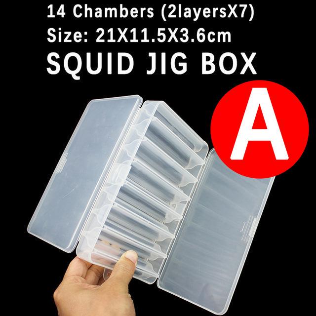 Bimoo 1Piece Plastic Fishing Lure Box / Squid Jig Box Fishing Tackle Case EGI / Bass Fishing Accessories