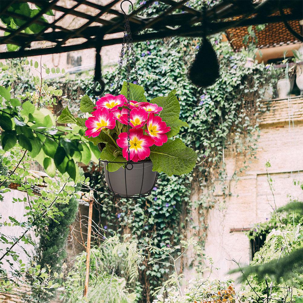 2Pcs Metal Wire Hanging Basket Round Planter Holder Chain Modern Garden Balcony Indoor Outdoor Plant Holder Flower Hanging Pots
