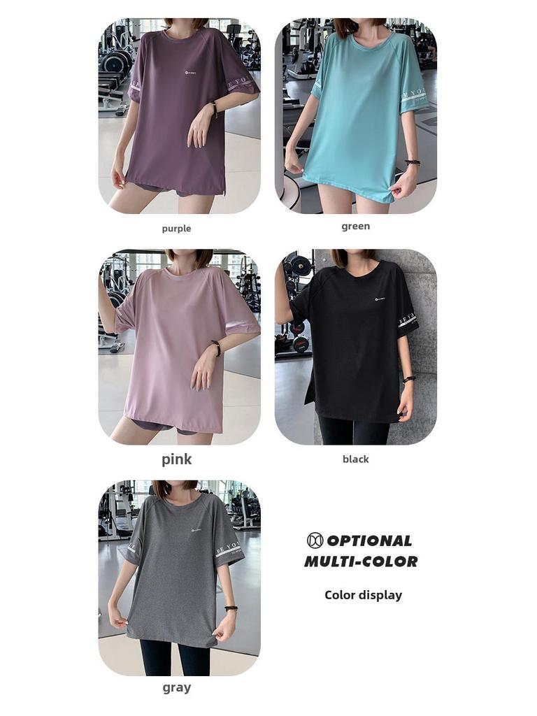 Women's Loose Fit Quick-Dry Yoga T-Shirt - Lightweight, Short-Sleeved Running Shirt for Summer