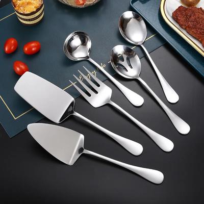 Cuillère de service dorée en acier inoxydable pour restaurant occidental, couverts publics, louche à soupe, passoire, fourchette à steak, pelle, ustensiles de cuisine