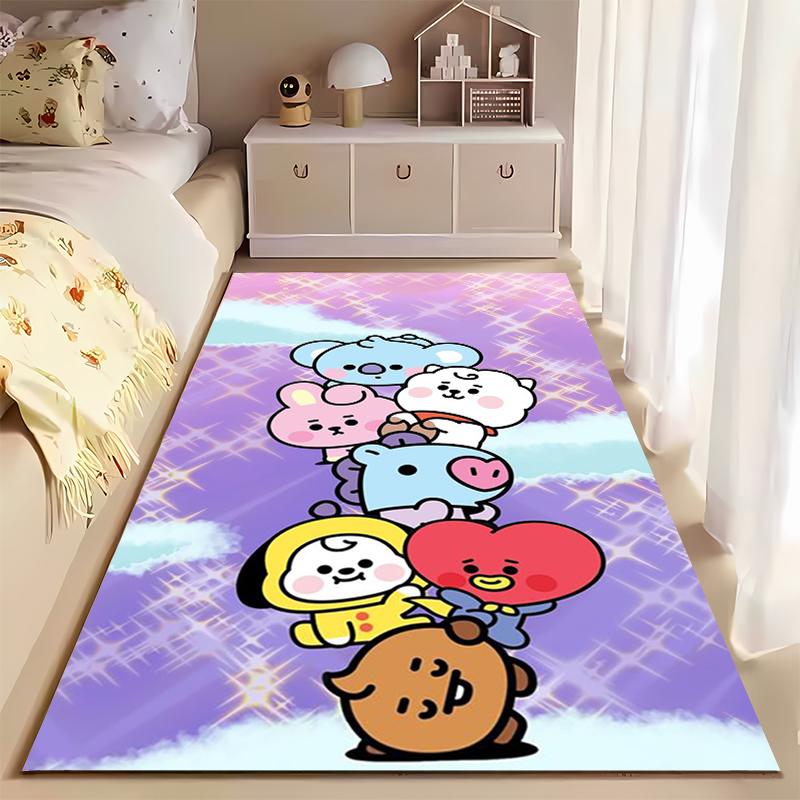 "Colorful Cartoon Animal Characters On Purple Background Carpet Rug" Suitable for Use As an Anti-slip for Living Room Bedroom Sofas