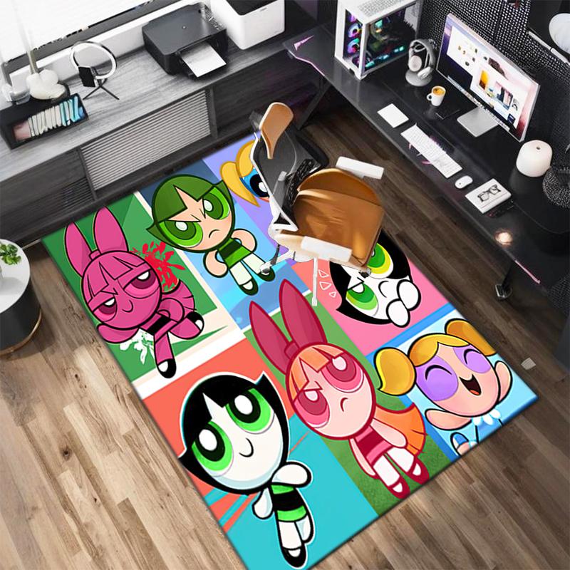 1Pc The Powerpuff Girls Printed rectangle carpet, home door mat, outdoor travel protection carpet A1