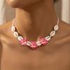 Soft Polymer Clay Flower Shell Pendant Necklace For Women Men Bohemia Floral Braided Rope Chain Choker Summer Daily Wear Jewelry