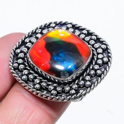Natural Dicorich Glass Gemstone Handmade 925 Sterling Silver Ring Size 9 H9b81