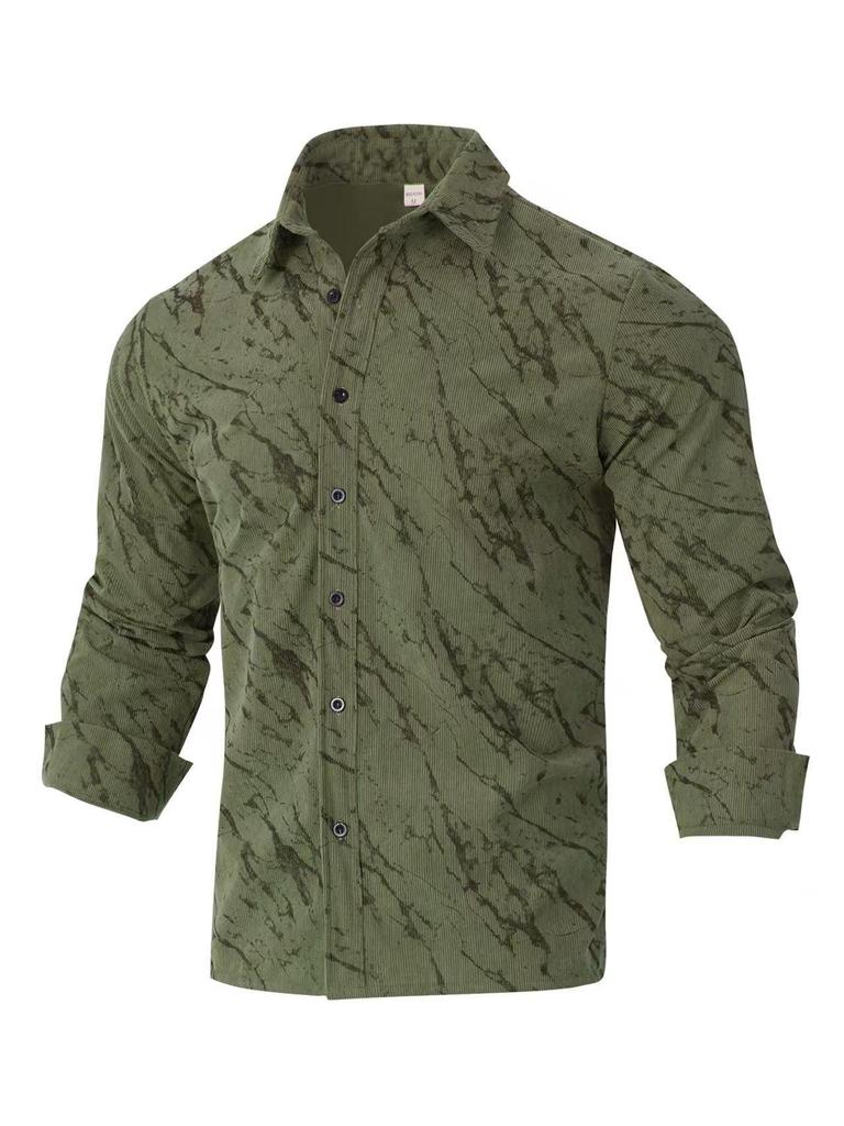 Men's Autumn Cotton Corduroy Slim Fit Casual Shirt with Long Sleeves