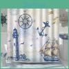 Ocean Curtain Shower Nautical Sailboat Lighthouse Compass Anchor Starfish Seashell Bathroom Decor Fabric Curtains With Hooks
