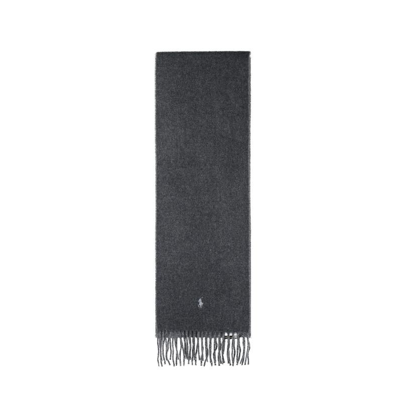 Polo Ralph Lauren Solid Color Embroidered Logo Design Wool Nylon Wool Scarf Unisex Couple Style Light Gray PC0455036