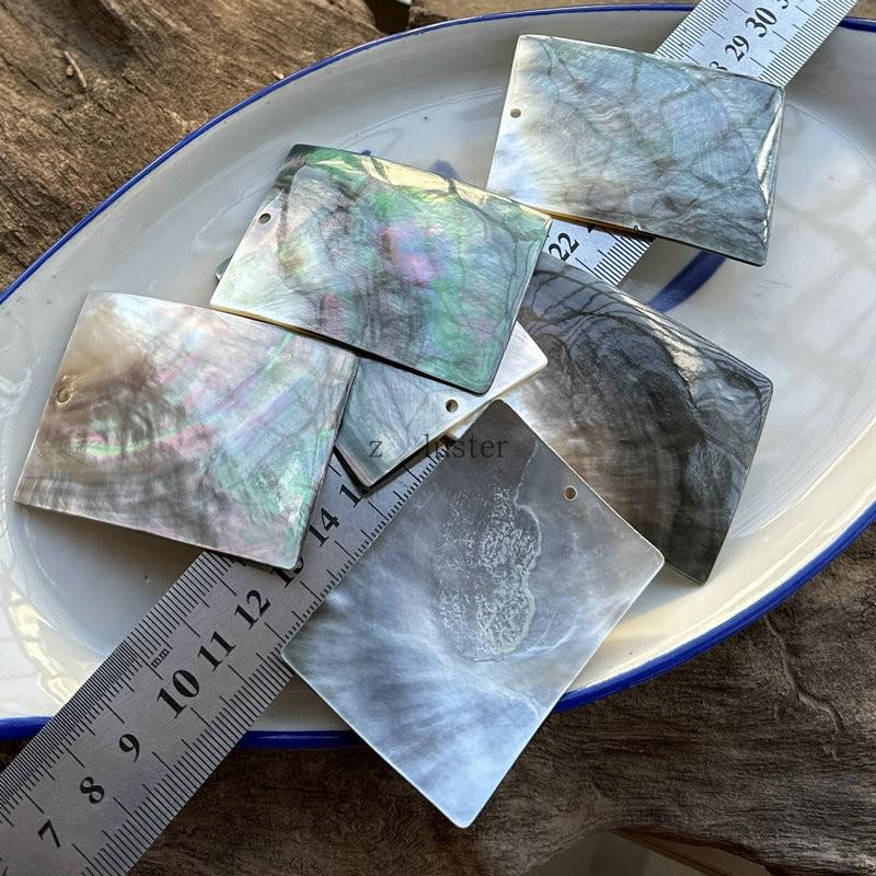 Black Mother-of-Pearl Rectangular Shell Piece 47x65mm for DIY Jewelry