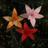 Sequin Mesh Christmas Artificial Flowers 25cm Poinsettia Flower  Festive Decoration