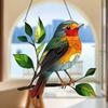 Robin Suncatcher for Windows & Garden,2D Stained Glass Effect Hanging Ornament,20x20cm Outdoor Heart Shape Decoration
