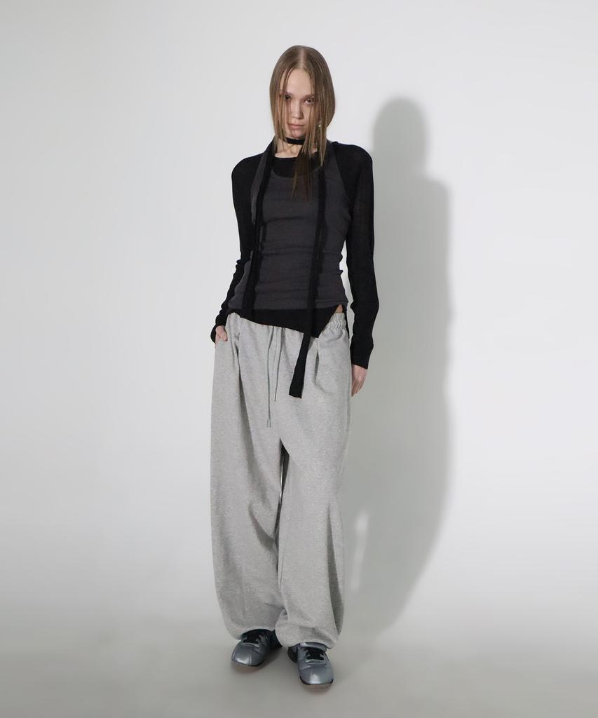CHICKS Side-Tuck Balloon Sweatpants Melange