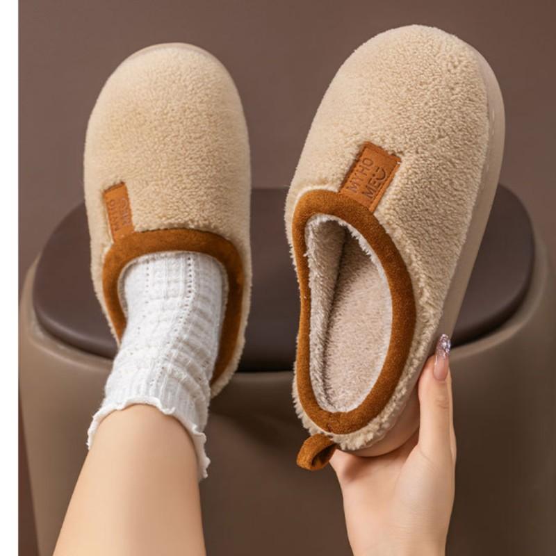 Mode Crestar Vinter Fuzzy Tofflor För Kvinnor Inomhus Bekväma Håll Varma Plysch Platta Slides Mode Dam Mjuka Casual Hemma Tofflor