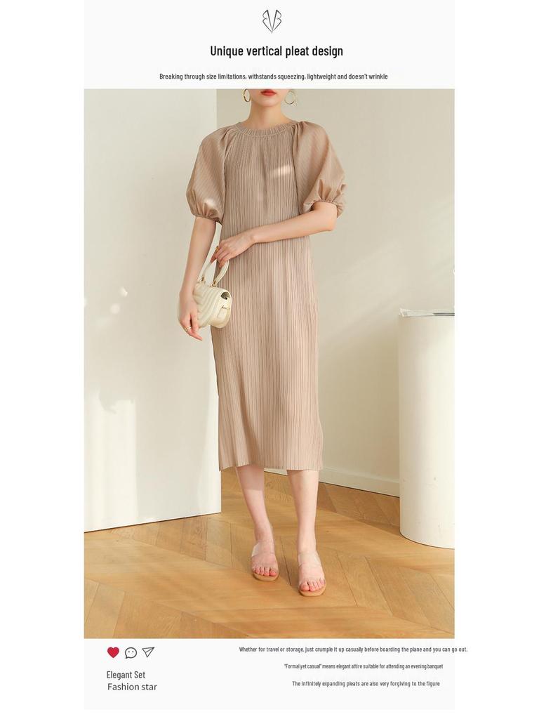2026 Summer Miyake High-End Pleated Loose Pastoral Dress