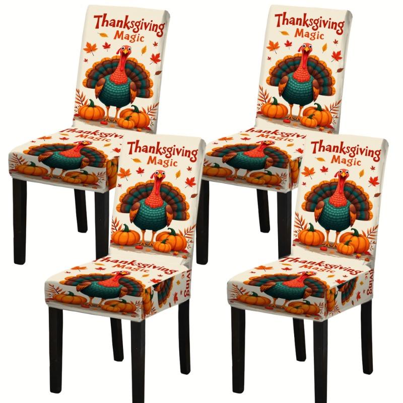 Thanksgiving Stuhlbezug Bedruckt Rutschfest Staubdicht Dekorativ Enganliegend Esszimmerbezug Hotel Veranstaltung Zuhause Universal Sitzschoner