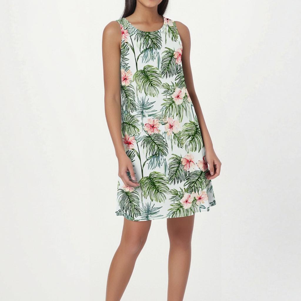 Summer Dresses for Women 2026 Sleeveless Floral Print Casual Loose Fit Summer Dress for Beach Sundresses for Women 2026 Style