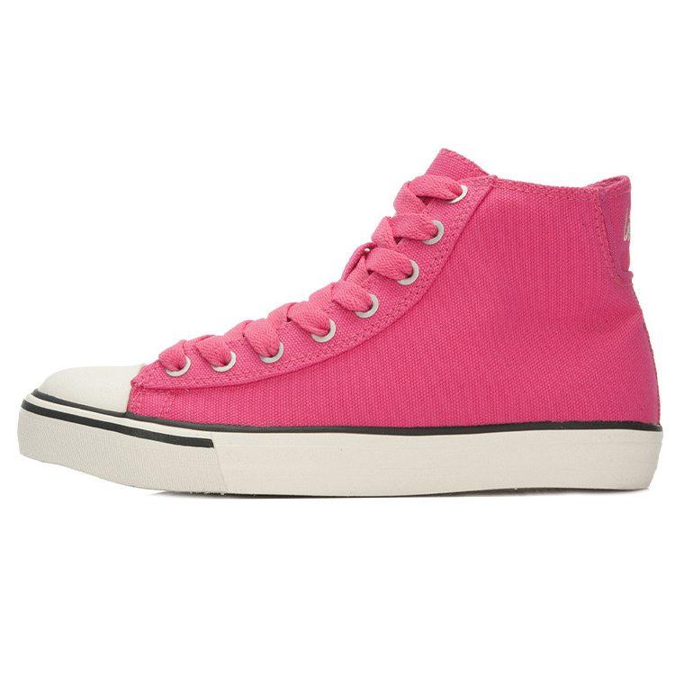 Li Ning Wear Resistant And Lightweight High Top Canvas Shoes Women's Pink White ALAL126-4