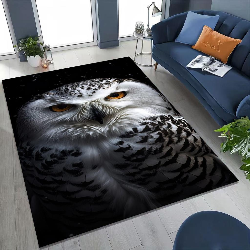 New Mysterious Owl Colorful Cartoon Birds Rug for Bedroom Living Room Sofa Home Doormat Decor,Large Kid Non-slip Floor Mat