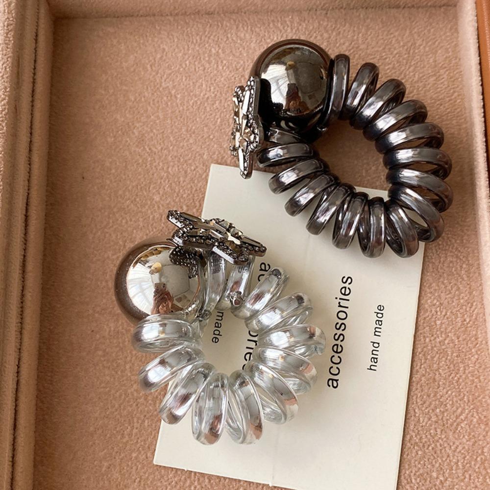 

Stretch Bun Head Rope Elegant Sweet Elastic Hair Tie Fashion Spiral Cord Hair Ring Girls срібний