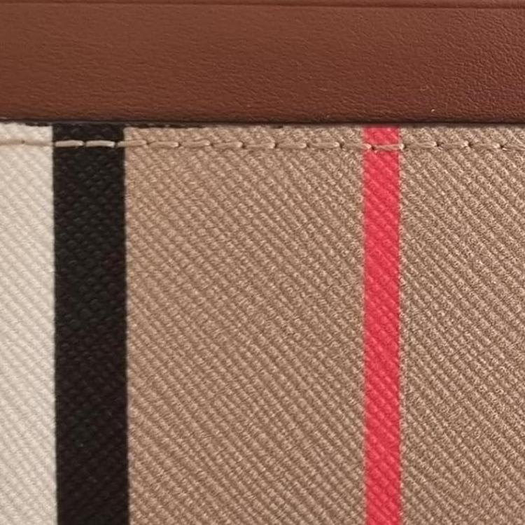 Burberry Classic Stripe Design Leather And Cotton Card Holder Men Accessories Light-Brown 80730701