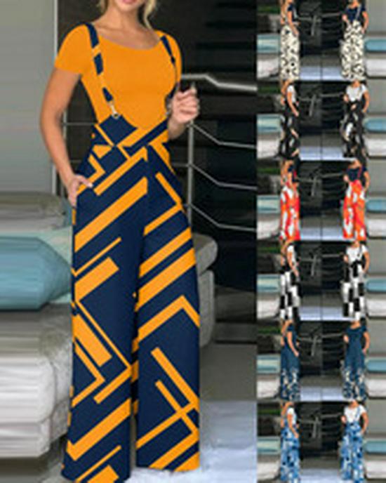 2023 Sommer Elegantes Ärmelloses Druckkleid mit Elastischer Taille und Hosenträgern