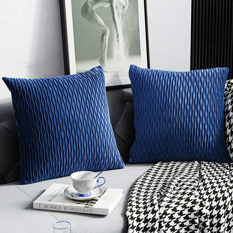 Modern Minimalist Moss Green Pillowcase Striped Velvet Decorative Cushion Sofa Living Room Bedroom