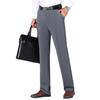 Men Pants Straight Zipper Button Closure Pockets Solid Color Soft Breathable Thin Formal Business Style Casual Full Length Long Trousers