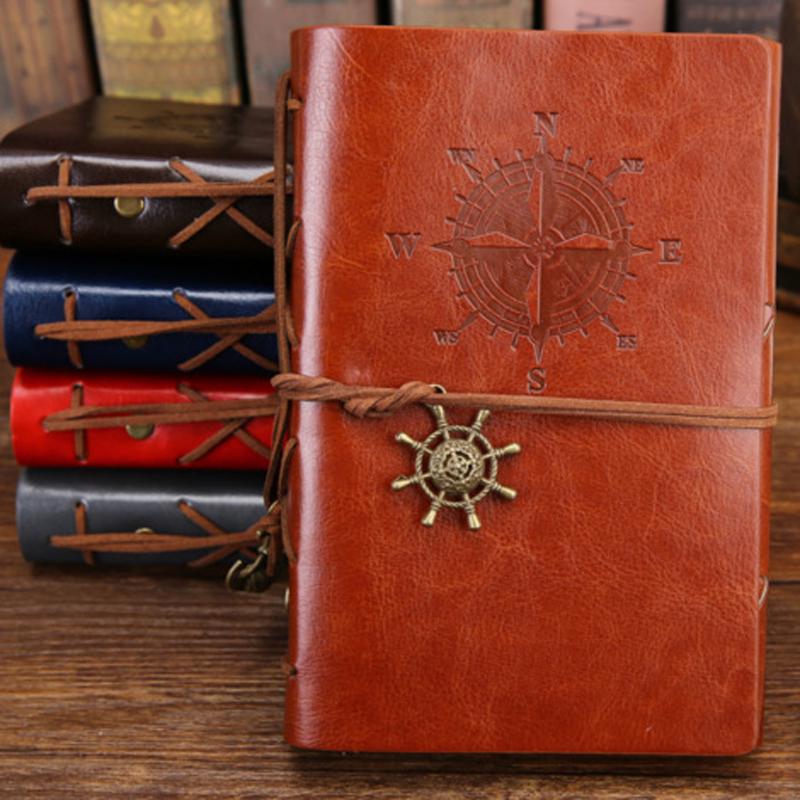 Retro Spiral Notebook Diary Notepad Vintage Pirate Anchors Pu Leather Note Book Replaceable Stationery Gift Traveler Journal Quality