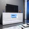 Móvel de TV Dripex Branco Brilhante com LED, Armário, Aparador para Sala de Estar, Armários de Armazenamento Modernos, 135CM