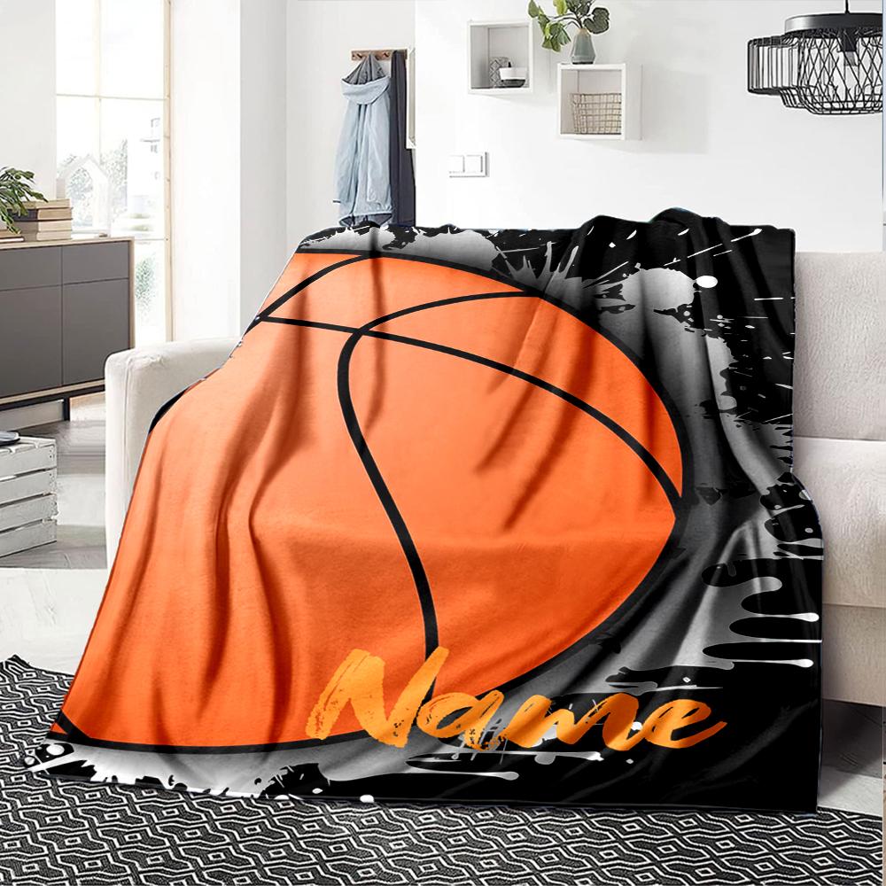 Custom Name Basketball Theme Printed Blanket - Perfect for Couch, Bed, Travel & Outdoor Use | Machine Washable, Cozy & Durable.