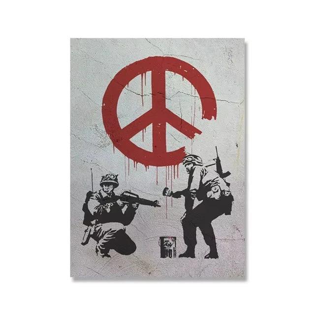 Graffiti Artwork Canvas Painting Prints Wall Art Pictures Girl with Red Balloon Black White Posters Nordic Home Decor