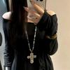 Gothic Rhinestone Clavicle Necklace: Retro Cross Sweater Chain