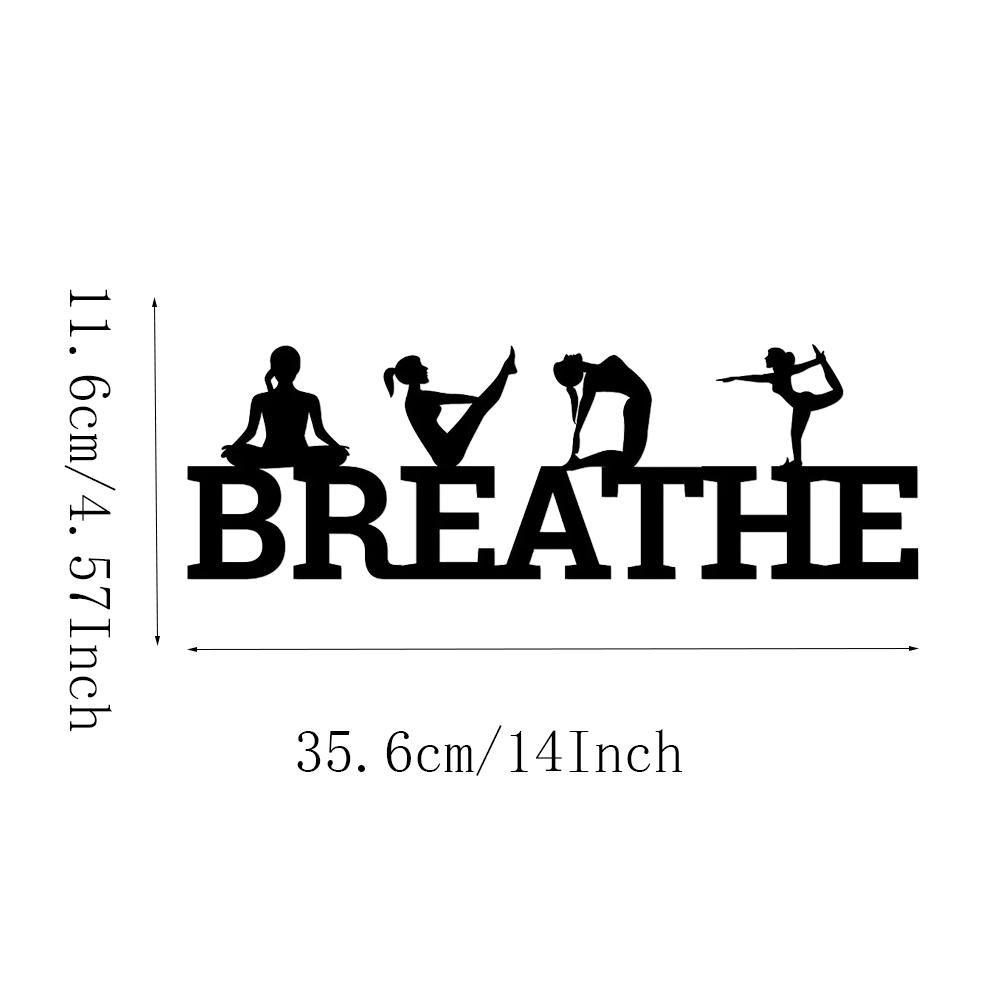 

1pc Breathe With Yoga Poses Metal Wall Sign - Metal Home Decor Metal Art Wall Sign Living Room/Home Decoration Iron Art светло-зеленый