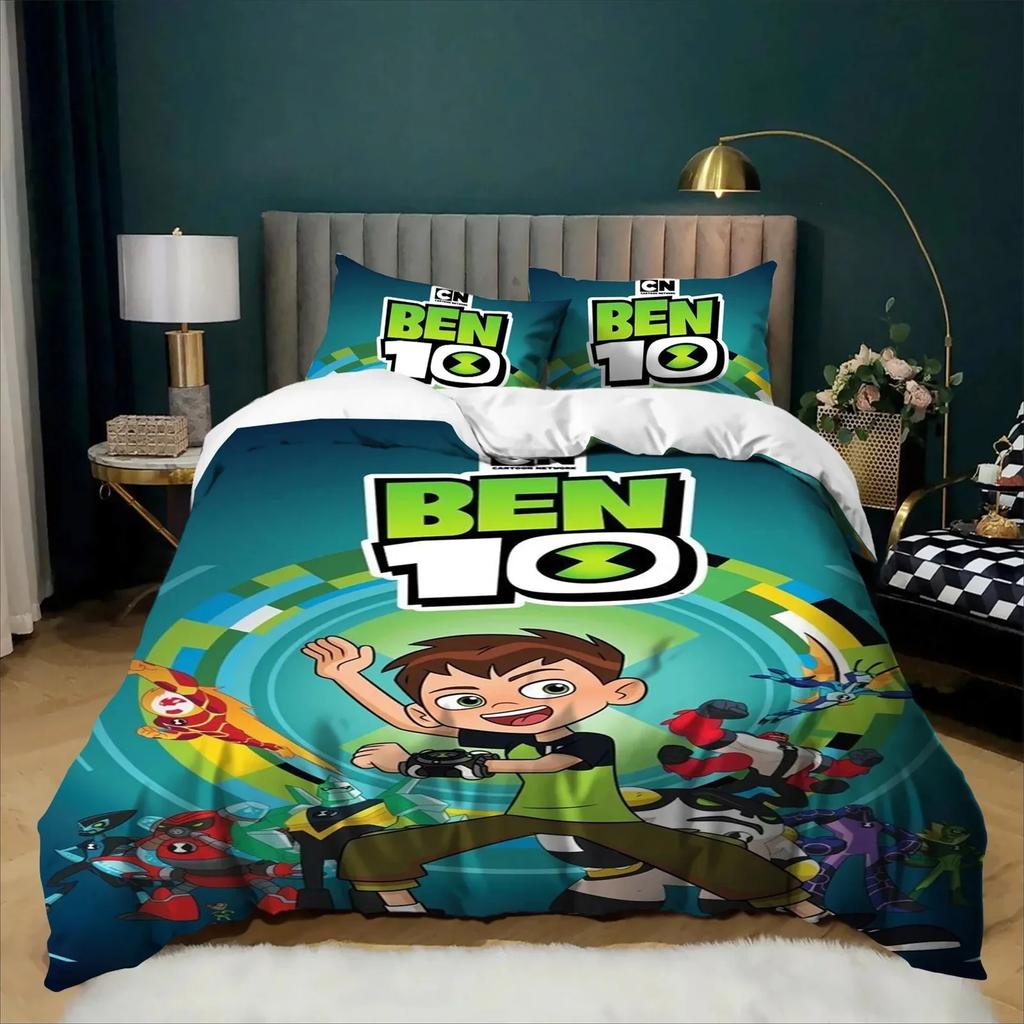 Cartoon Ben10 Bedding Set 2/3 Pcs 3D Print Duvet Cover Pillowcases Twin Full Queen King Size For Boys Kids Bedroom Decor Gift