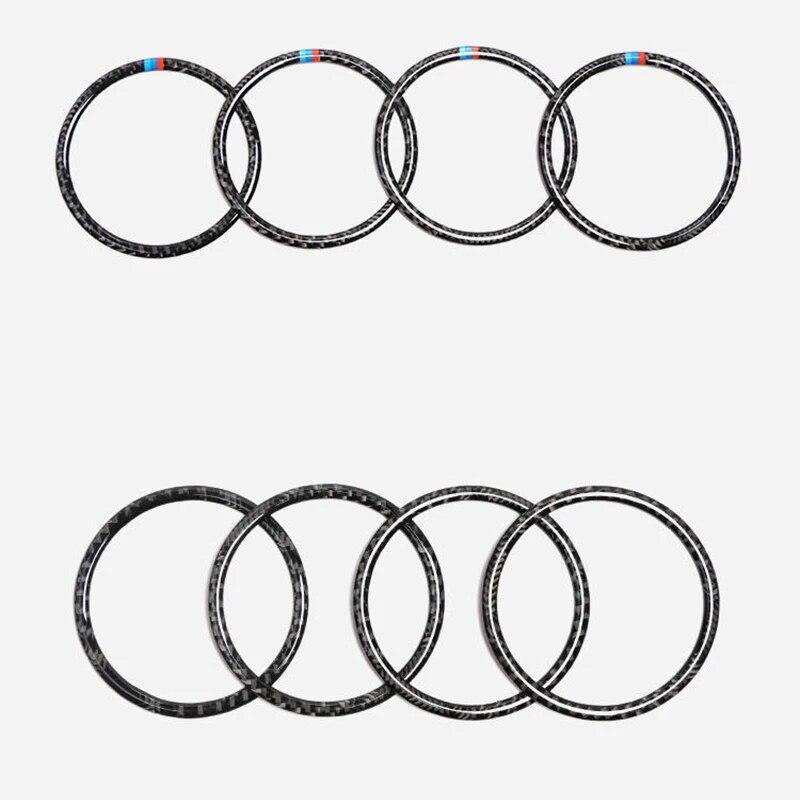 4PCS/6PCS Fibra de Carbono Porta Do Carro Alto-falante Alto-falante Decorativo Círculo Guarnição Capa Adesivos Acessórios Automotivos Para BMW X5 E70 X6 E71