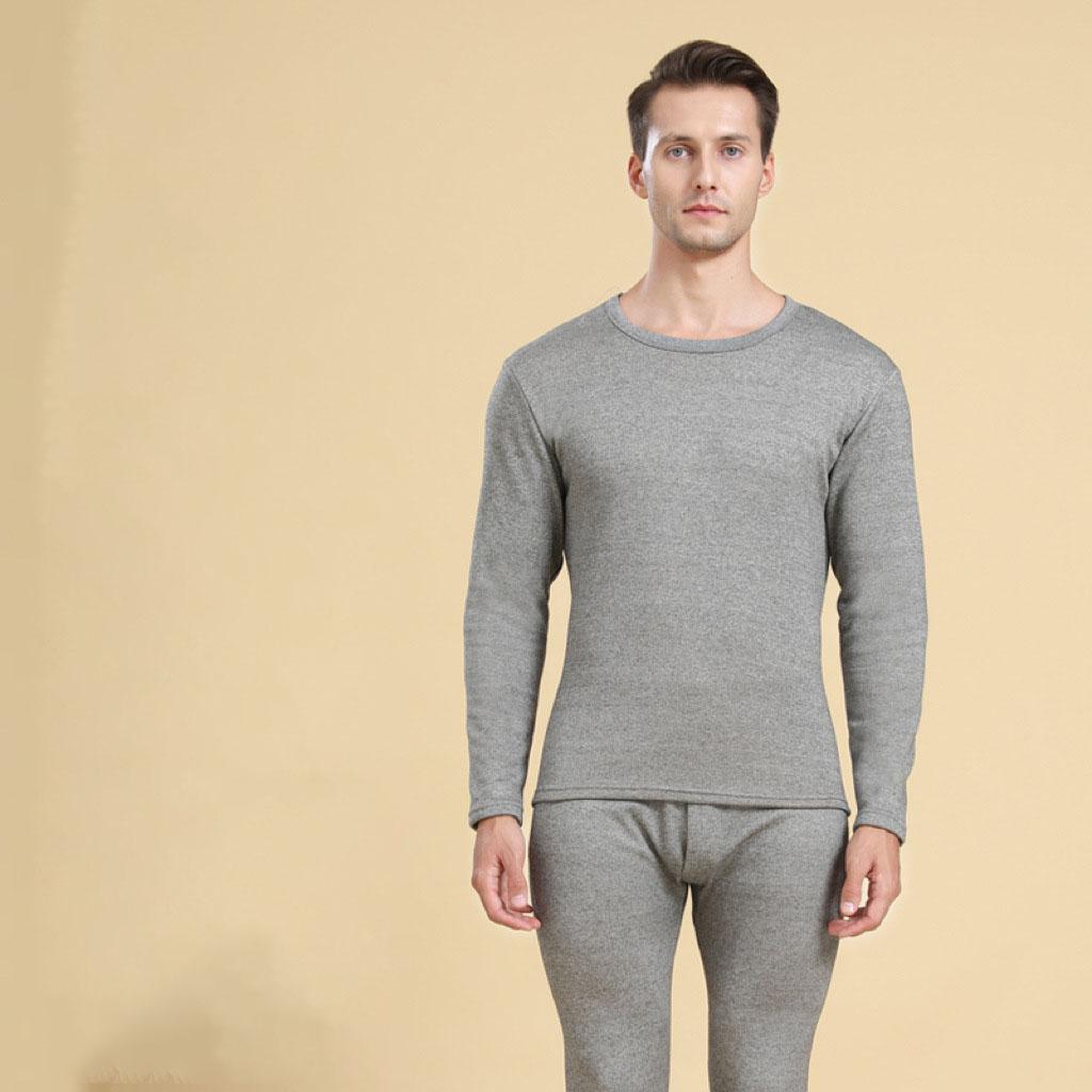 

Gold Velvet Thermal Underwear Suit Men s Round Neck Plus Velvet Thick Plus Fat Thermal Suit Men s Bottom Autumn Clothes Autumn Trousers XXXXL сірий