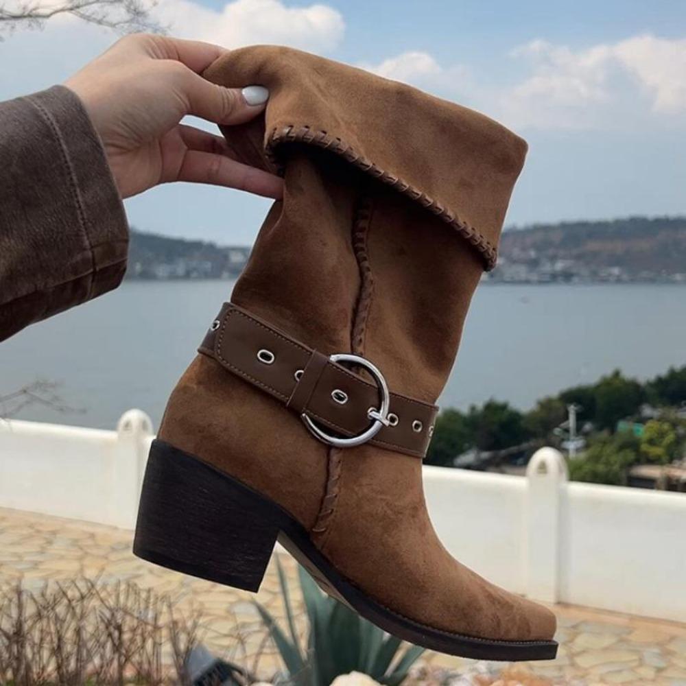 Women's  New Niche Internet Celebrity Muffin Platform Locomotive Punk Goth Lace-up Medium Boots