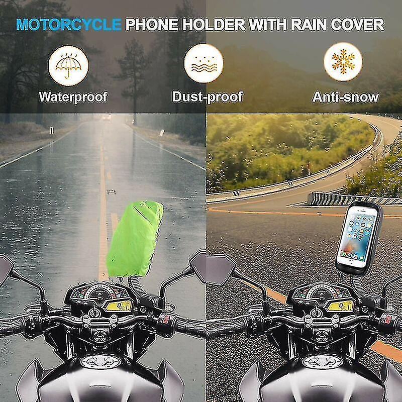 Waterproof Motorcycle Phone Holder 360 Rotation Motorcycle Scooter Smartphone Holder With Rain Cover Phone Holder For Motorcycle Rearview Mirror Up To