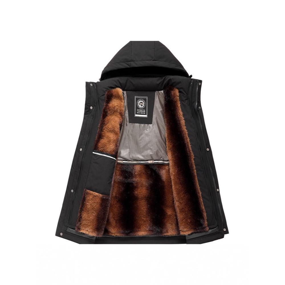 Goose Down Men's Down Jacket, Thickened Hooded Dad Jacket, Extremely Cold