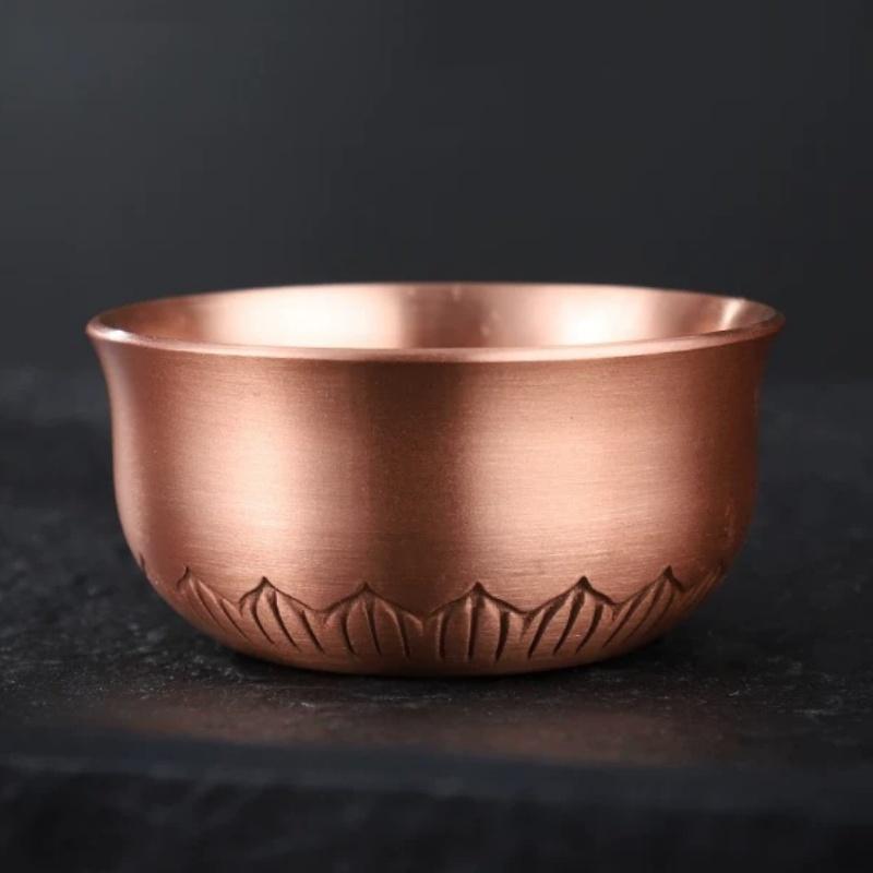 Engraved Pure Copper Bowl Mini Vodka Liqueur Spirits Cup Creative Wedding Wine Tea Cups Buddhist Bowl Home's Gift Decorative